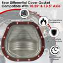 10.25 & 10.5 Differential Cover Gasket Compatible with Ford Sterling 10.25" & 10.5" Axle & LLR-F105, Steel Core with Rubber Coated Rear Differential Gasket, Leak Proof, Reusable, Easy Install