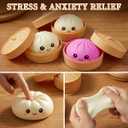 Dumpling Squishies Mystery Box, Giant Dumpling Squishy Stress Relief Desk Fidget, Jumbo Soft Squeeze Decompression with Steamer Box for Office, Home Desk Decor, Easter Basket Stuffers(Purple)