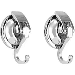 Heavy Duty Vacuum Suction Cup Hooks, Silver Plated Polished Super Suction for Kitchen Bathroom, 2 Pack