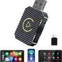 Wireless CarPlay Adapter 2026 Upgraded,CarPlay & Android Auto 2-in-1, Mini USB Design for Cars with Wired CarPlay,Fast Auto-Connect,Plug & Play,for iOS 10+, Android 11+ Version(Carbon Fiber Color)