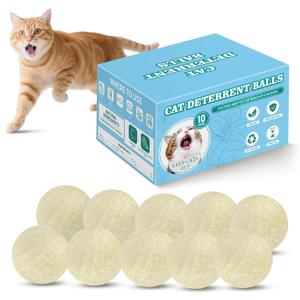 10Pack Cat Repellent Outdoor & Indoor: Natural Cat Deterrent Essential Oils Ball-Natural Extract Essential Oil, Anti Cat Scratch for Furniture, Keep Cats Off Yard Garden Lawn Plants Trash Can (10Pack)