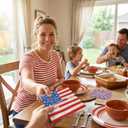 2 x 60 Pack 4th of July Disposable Napkins Patriotic American Flag Themed Napkins for Independence Day Party Supplies & Decor