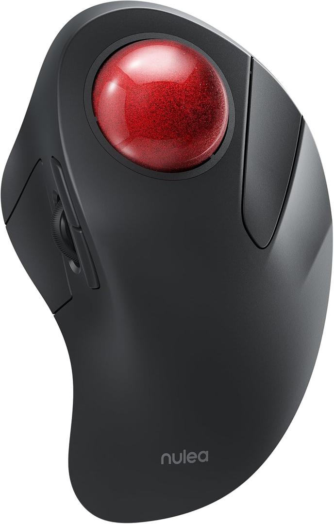Nulea Wireless Ergonomic Trackball Mouse, Rechargeable, Bluetooth Rollerball Mouse, 44mm Index Finger Trackball, 5 Adjustable DPI, Compatible with PC, Laptop, Mac