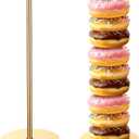 2 Pcs Metal Donut Display Stand Tower Bagel Holder Cake Stand Dessert Table Doughnut Holder Display Tower for Birthday Wedding Party and Donut Themed Party Decorations (Gold)