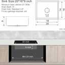 20-inch Undermount Kitchen Sink, SUS304 Stainless Steel Handmade Single Bowl Kitchen Sink with Sink Strainer (Brushed), 20"x16"x9"