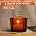 Mumufy 50 Pcs Glass Tealight Candle Holder Ribbed Votive Candle Holder for Centerpiece Wedding Proposal Spa Aromatherapy Meditation Home Decor (Amber)