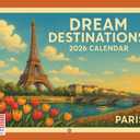 Vintage World Travel Calendar 2026 Monthly Wall Calender 12 Month | American Made In The USA (Dream Destinations)