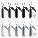 Kigeli 10 Pcs Urn Necklace for Ashes for Men Women with Angel Wing Stainless Steel Cremation Memorial Keepsake Pendant Cremation Jewelry for Ashes Memorial Necklace Angel Cylinder Pendant Kit