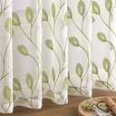 EMEMA Green Sheer Curtains 84 Inches Long, Embroidered Vine and Leaf Curtains for Living Room Bedroom, Rod Pocket Voile Light Filtering Window Drapes, 2 Panels