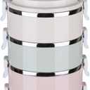 CHICIRIS Travel Dog Bowls, 4 Tiers Travel Pet Bowls Portable Stainless Steel Food Container with Handle for Dog Cat Feeding, 24oz