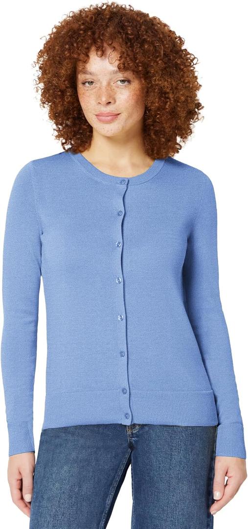 Amazon Essentials Women's Lightweight Crewneck Cardigan Sweater (Available in Plus Size)