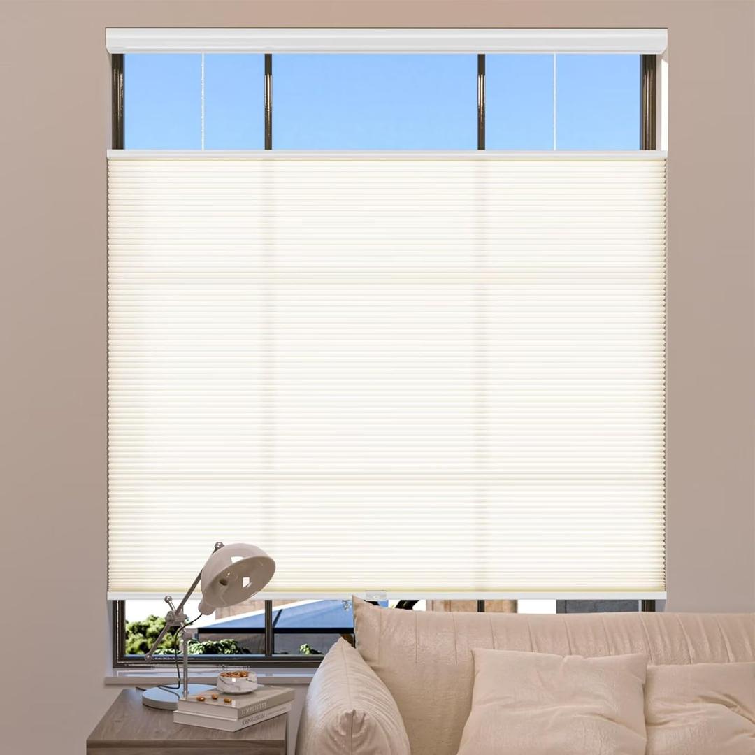 MYshade Top Down Bottom Up Shades Light Filtering Shade Cordless Blinds for Indoor Windows Honeycomb Cellular Sheer Window Blinds & Shades Easy to Install 33" W X 72" H (Beige)