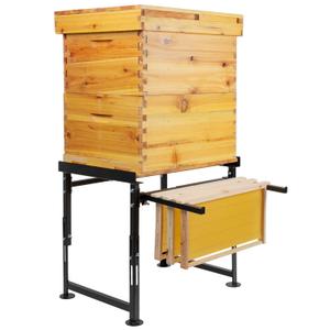 Adjustable Metal Hive Stand w/Detachable Hive Frame Holder, Sturdy Beehive Stand Adjustable Height 15.5- 21 & Adjustable Width 15.5- 25, Easy to Assemble Bee Stand for Beekeeping