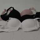 Eleplus 3 Pieces Deep V Wireless Bras for Women Seamless Comfy Bralettes Lightly Lined Multicolors Pack (X-Small, Black+White+Pink)