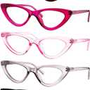 Yogo Vision Reading Glasses Readers for Women Cateye Eyeglasses and Light Spring Hinge Frame Set of 5: Black, Grey, Pink, Hot Pink, Brown Havana, 1.25