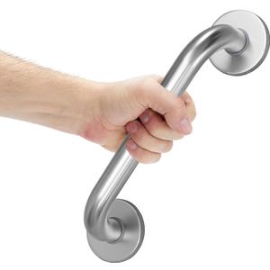 AmazerBath Shower Grab Bars for Seniors Anti Slip, Bath Safety Grab Bar for Needy, Stainless Steel Bathroom Safety Grab Bars, Thickened Bar Bigger Base Holds 500LBS, 12" L x 1.25" D, Brushed Nickel