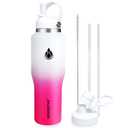 SENDESTAR 32oz Water Bottle Wide Mouth Stainless Steel Vacuum Insulated Double Wall with 2 Straw Lids Fit in Any Car Cup Holder