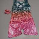 Girls Gymnastics Leotards with Shorts Sparkle Dance Unitards Mermaid Active Biketards Size 3-4T