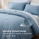 Bedsure Full Size Comforter Set - 7 Pieces Grayish Blue Full Bedding Set for All Seasons, Boho Contrasting Design Bed in a Bag with Comforter, Sheets, Pillowcases & Shams