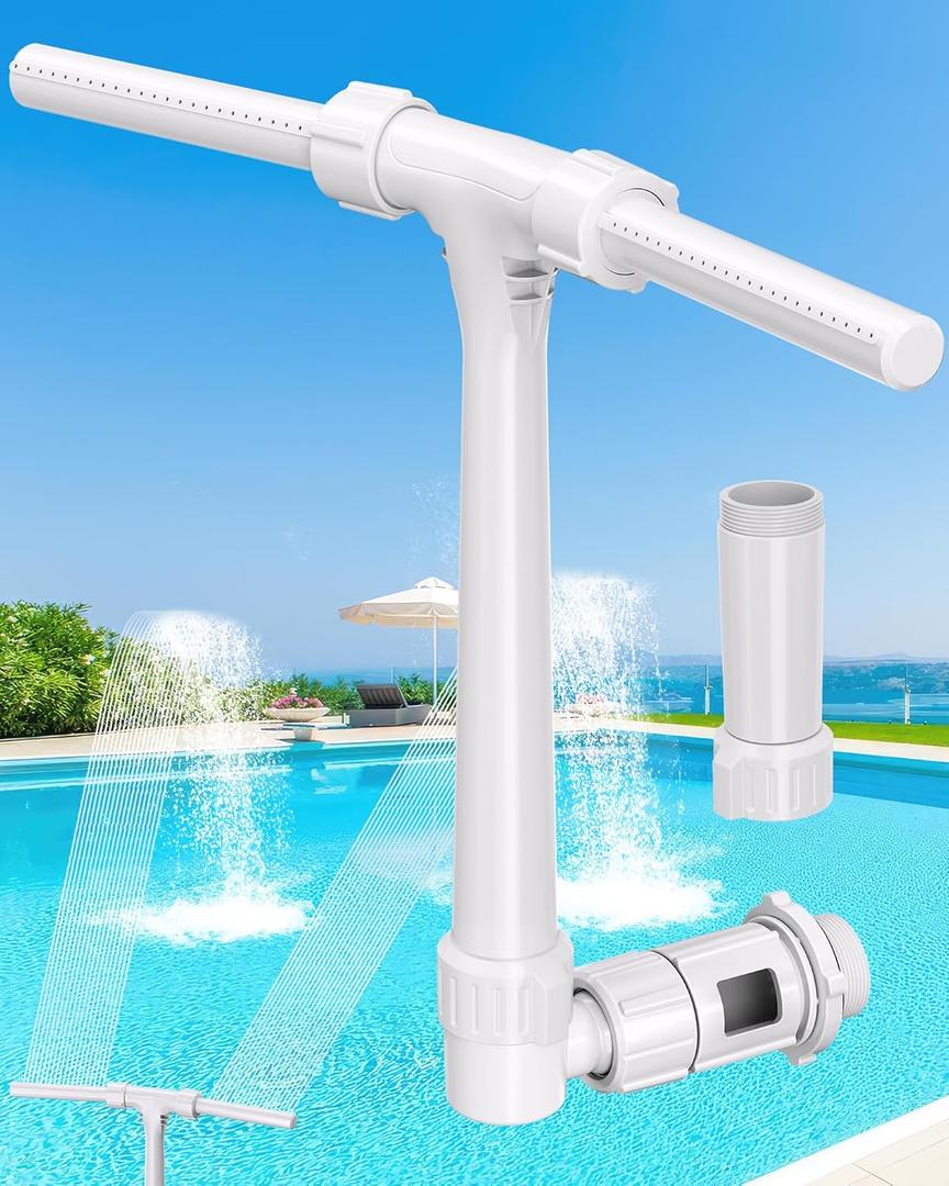 POOLHOUR [Patented] 2026 Height Upgrade Pool Fountain for Above Ground/Inground Pools with Dual High-Pressure Spray, 360 Adjustable Cooling Jet & Relaxation - Waterfall Sprinkler Cooler