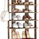 HOMEFORT 10-Tier Vertical Shoe Rack, Corner Shoe Tower, Double Rows 10 Tiers Shoe Shelf, Slim Shoe Storage Unit for 20 Pairs of Shoes, Shoe Stand for Entryway, Hallway, Closet (Rustic Brown)