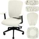 Tallew 4 Pcs Office Chair Covers Set Computer Universal Protective Stretchable Chair Seat Covers Desk Armrest Slipcovers Pads Office Cushion Backrest for Rotating (L,Cream)
