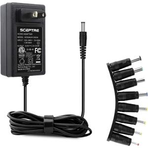 Kado Power Adapter 12V-2.5A 2A 1.5A 1.25A 1A AC/DC Power Cord 5.5x2.1mm with 8 Tips Made for Sceptre Monitor, Echo Smart Speaker & Display, Webcam, Router, Mini PC, Projector, CCTV, Bluetooth Speaker