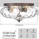 Darkaway Large Ceiling Light Fixtures, 3-Light Flush Mount Ceiling Light with Water Ripple Glass Shade for Indoor Outdoor Hallway Kitchen Bedroom Porch Living Room Oil-Rubbed Bronze Finish