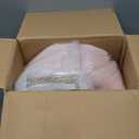 GREENSTELL Small Vanity Stool Chair with Storage and Folding Back, 13" x 13" x 17.7" Faux Fur Soft Ottoman for Teenager, 4 Metal Legs with Anti-Slip Feet, Furry Padded Seat for Makeup, Bedroom, Pink