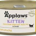 Applaws Natural Wet Kitten Food in Broth, Limited Ingredient Canned Wet Kitten Food, No Additives, Made with Natural Ingredients, Chicken Breast in Broth (24 x 2.47oz Cans)