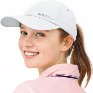 Sukeen Kids Sun Hats for Girls Boys Quick Drying Baseball Cap Lightweight Sun Protection Hat for Outdoor Activity (White)