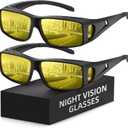 Fanshen Night Driving Glasses for Men Women, Fit Over Night Vision Glasses Anti Glare Polarized Lens with UV Protection