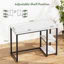 SINPAID 40 Inch Small Computer Desk with Shelves for Small Spaces, Easy Assembly Study Desk, Sturdy Writing Desk for Bedroom & Home Office, Cream White