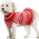 Christmas Dog Sweaters Dress Red Xmas Dog Costumes Winter Warm Pet Clothes White Heart Doggie Puppy Christmas Outfits Cat Knitted Clothing for Dogs Cats(Red,L)