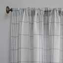 No. 918 Castille Farmhouse Plaid Linen Semi-Sheer Rod Pocket Curtain Panel, 54" x 84", Blue/Linen