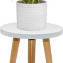 ARTORA Wood Plant Stand, Modern Plant holder Small Flower Pot Stool Decorative Planter Stand for Indoor Plants (White&Brown)