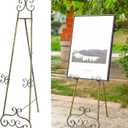 56" H Metal Scroll Extra Large Free Standing Adjustable Display Easel, Vintage Decorative Floor Display Stand Easel with Chain Support for Picture Frame Wedding Sign