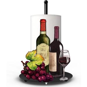 Hexagram Wine Paper Towel Holder, Wine Kitchen Bar Decor, Retro Decor for Kitchen Bar Bathroom Countertop, Antique Vintage Housewarming Gifts for Women Men