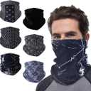 6 PCS Unisex Neck Warmer, Seamless Tube Balaclava, Face Cover, Cycling Mask, Ski Snood, Multifunctional Headwear, Neck Gaiter (Multicolor) (Black)