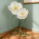 2 Pcs 5ft Large Paper White Poppy Flower Giant Artificial Poppies Standing Huge Handcrafted Poppy Flower Wicked Party Decoration for Summer Wedding Graduation Birthday Garden Hotel Office