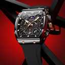 OLEVS Watches for Men Casual Luxury Large Face Multifunctional Chronograph Men's Watches Durable Silicone/Nylon Strap 3ATM Waterproof Men Watch Date Moon Phase Analog Quartz Watch Reloj para Hombre (G2942-black-all black)