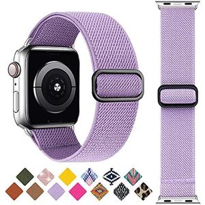 Stretchy Solo Loop Strap Compatible with Apple Watch Band 38mm 40mm 41mm 42mm 44mm 45mm 46mm 49mm,Soft Nylon Elastic Strap Wristband for iWatch series 10 9 8 7 6 5 4 3 2 1 se Ultra Twill Weave-Purple