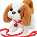 Plush Saint Bernard Toy Puppy Electronic Interactive Dog - Walking, Barking, Tail Wagging, Stretching Companion Animal for Kids Toddlers