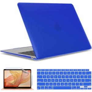 IBENZER Compatible with New MacBook Air 13 inch case 2022 2021 2020 M1 A2337 A2179 A1932, Hard Shell Case&Keyboard Cover&Screen Film for Mac Air 13 with Touch ID (2018-2022), Royal Blue, AT13RBL+2