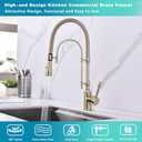 Copper Kitchen Faucet, Single Handle, 360 Swivel High Arc Kitchen Sink Faucet, Brushed Gold Pull Down Kitchen Faucet Solid Brass Handle