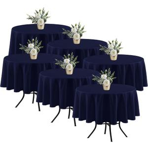 Fitable 6 Pack Navy Round Table Clothes - 70 Inches in Diameter - Stain Resistant and Washable Tablecloths, Polyester Fabric Table Covers for Wedding, Party, Banquet, Gathering
