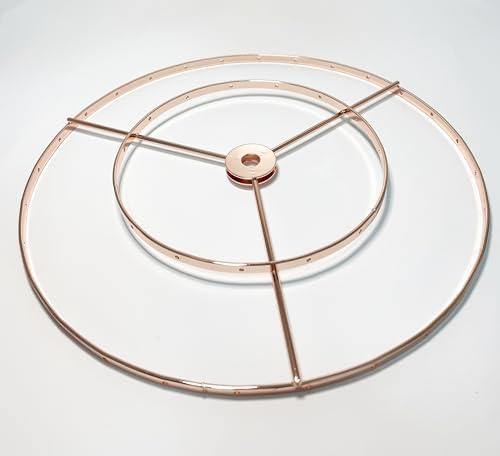 RISEON Lamp shade Frame with hanging holes, DIY Lamp shade Wire Ring Support Hanging E27 Chandelier Frame Harp Lamp Shade Bracket,Make DIY Shell Bead Table/Floor/Pendant Lamp (Rosegold)