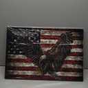 Patriotic Wall Decor American Flag Eagle Pictures for Veterans Decorations - 16x24 Inch (24L" x 16W")
