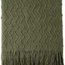 BATTILO HOME Throw Blanket for Couch, Textured Knit Throw, Olive Green Throws for Home Decor, Soft Blanket Throw for Bedroom Decor Housewarming Gifts, 50"x60"