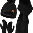 Hat Gloves Scarf Set Women - 3-Piece Scarf and Gloves Set for Women with Touchscreen Winter Glove, Scarves for Men